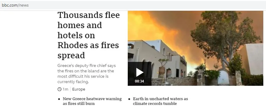 Μεγάλη πυρκαγιά στη Ρόδο: Εκκενώσεις 30.000 ανθρώπων