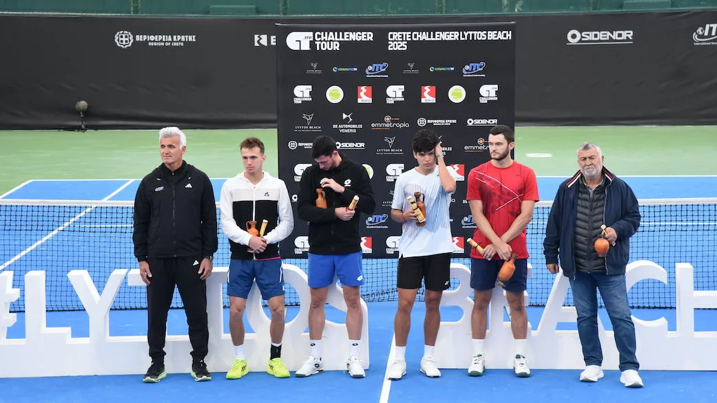 Απονομή στους νικητές του Τελικού Διπλού στο Crete Challenger Lyttos Beach