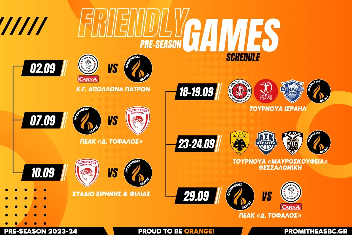 Προμηθέας Πάτρας: Το πρόγραμμα των φιλικών